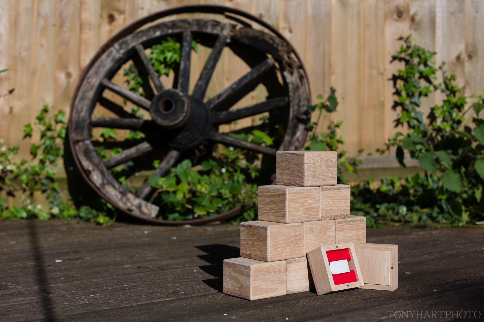 Stack of Oak USB Presentation Boxes