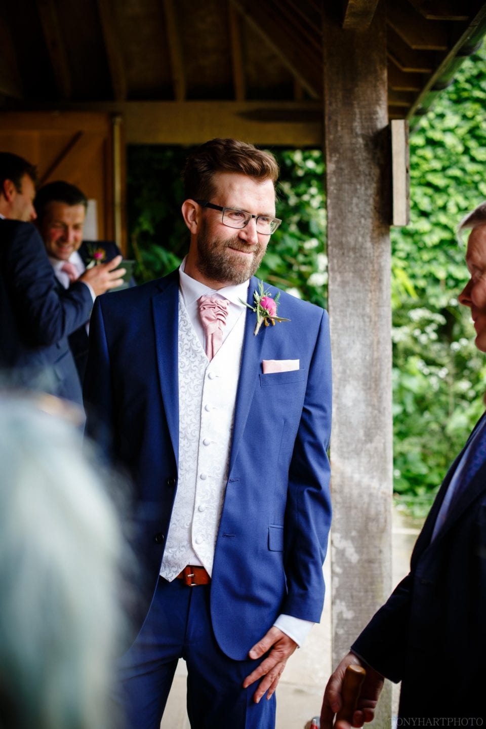 Bury Court Barn wedding - Groom