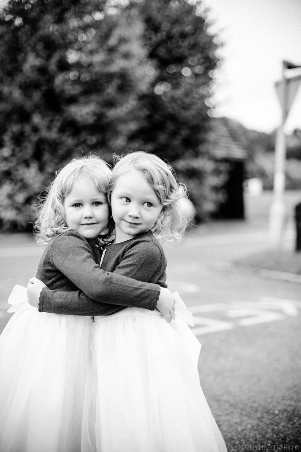 Bridesmaids outside The Crown, Chiddingfold.