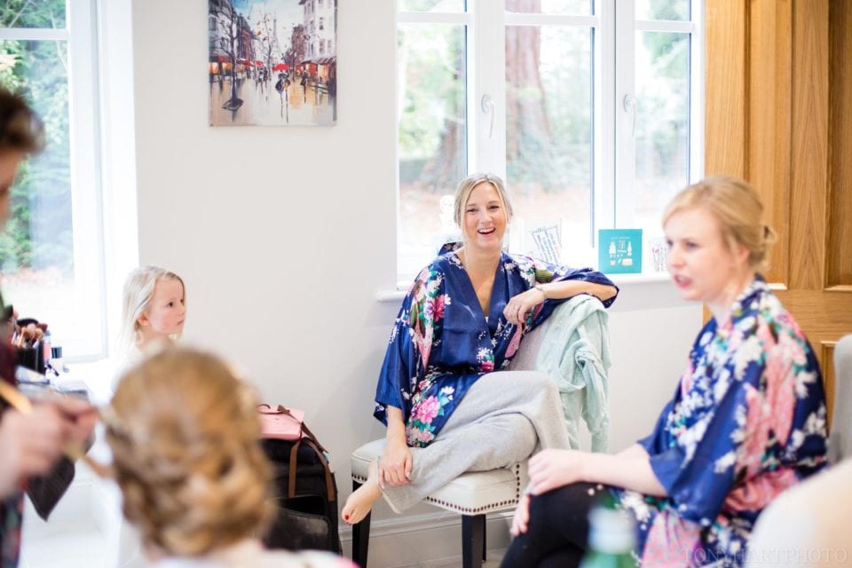 Bridesmaids laughing at Nicole's Dad's in Guildford