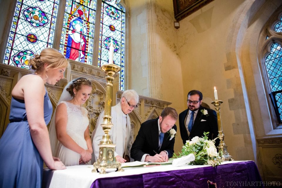Signing the register Peper Harow Church