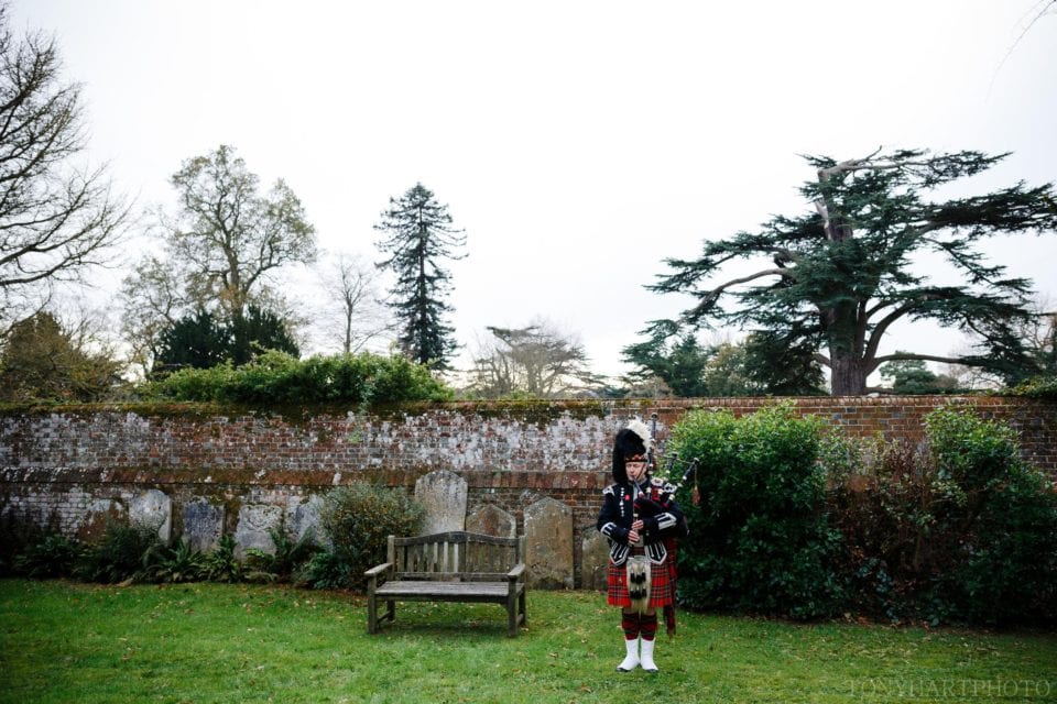 Piper in the churchyard