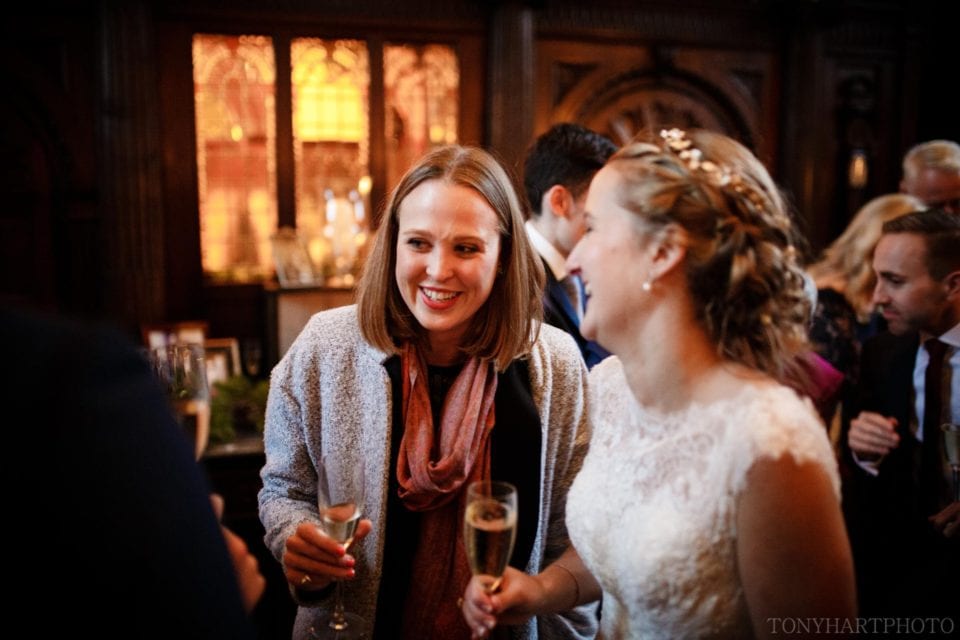 Chatting with guests in the Great Hall