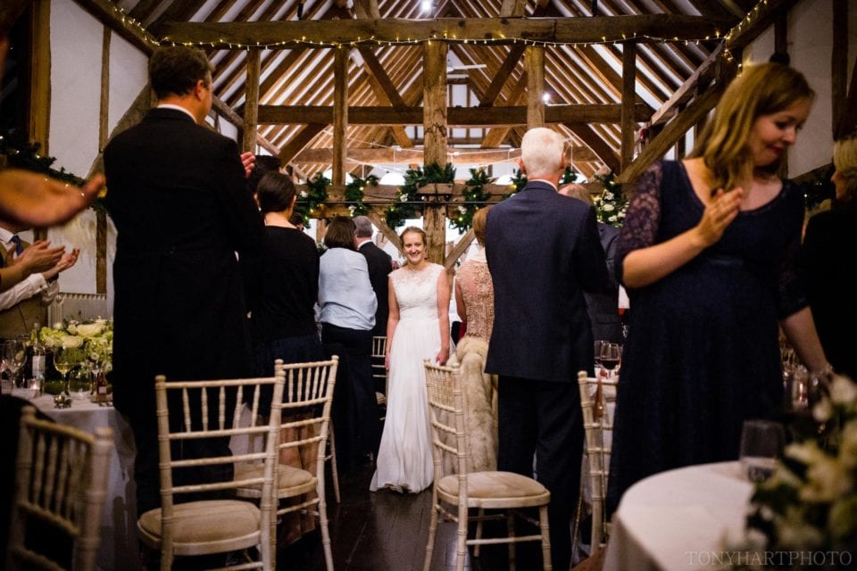 Nicole entering the wedding breakfast
