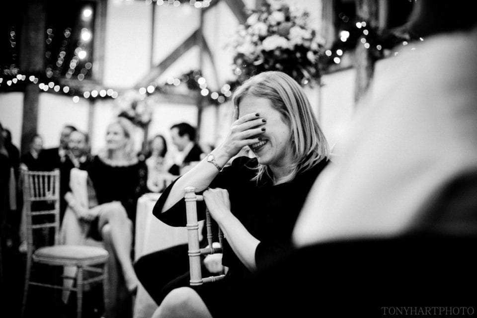 Laughing during the speeches