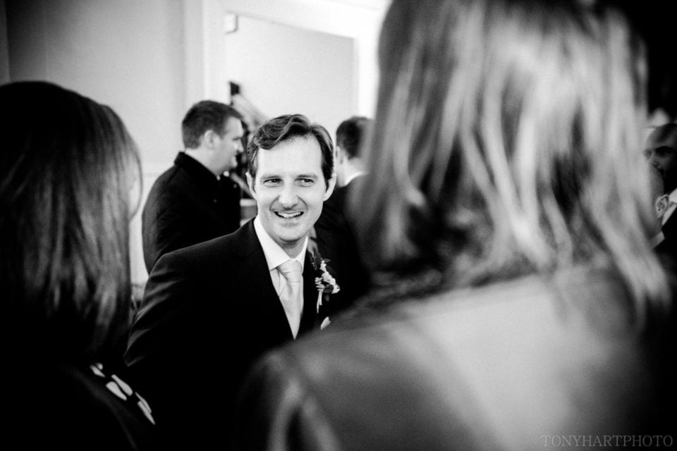 Charlie chatting to guests in the Stone Hall