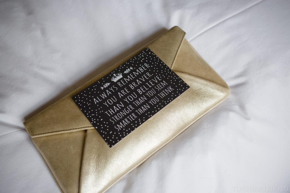 Gold clutch bag for the bride