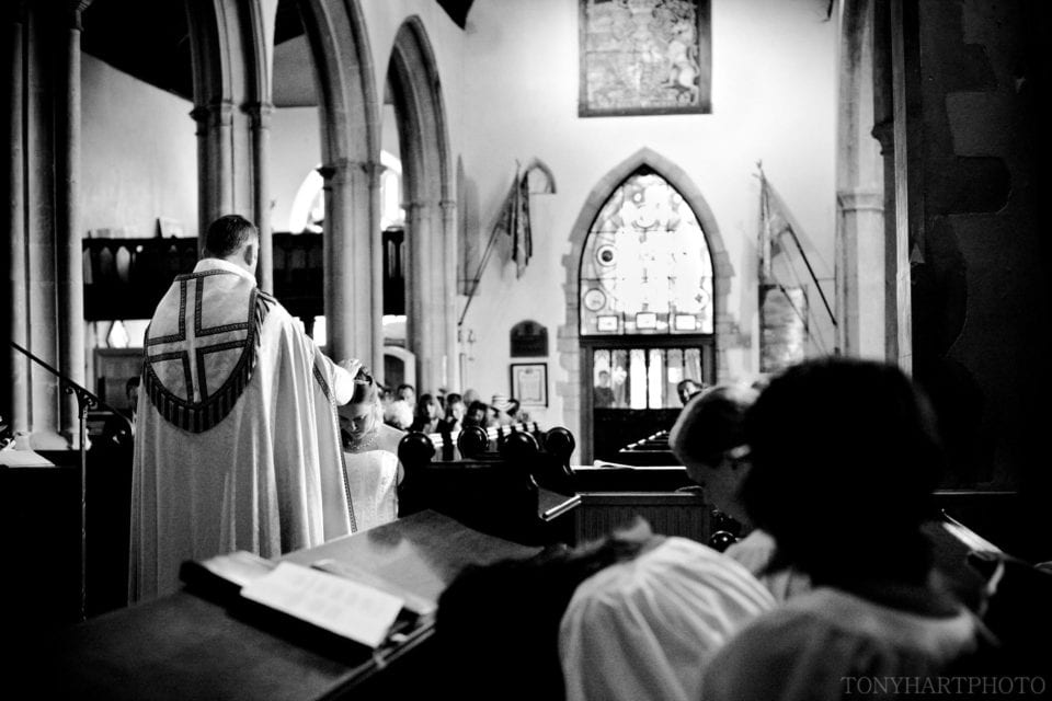 Bride at the chancel step, Odiham All Saints Church