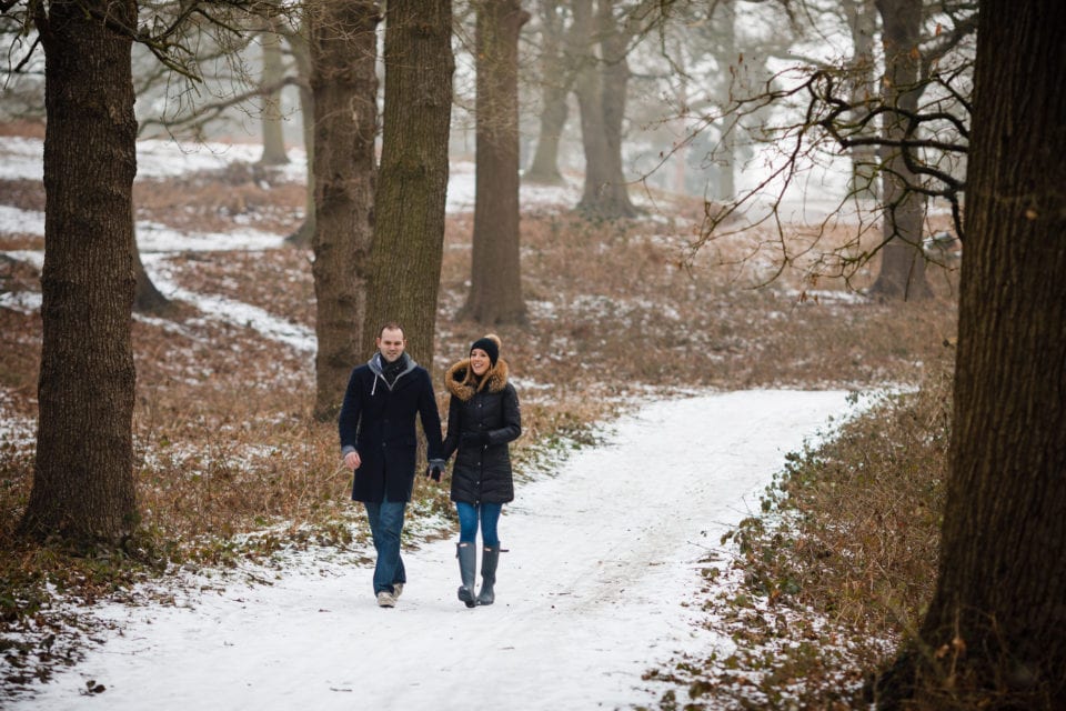 Emily & Ed walking in Richmond Park