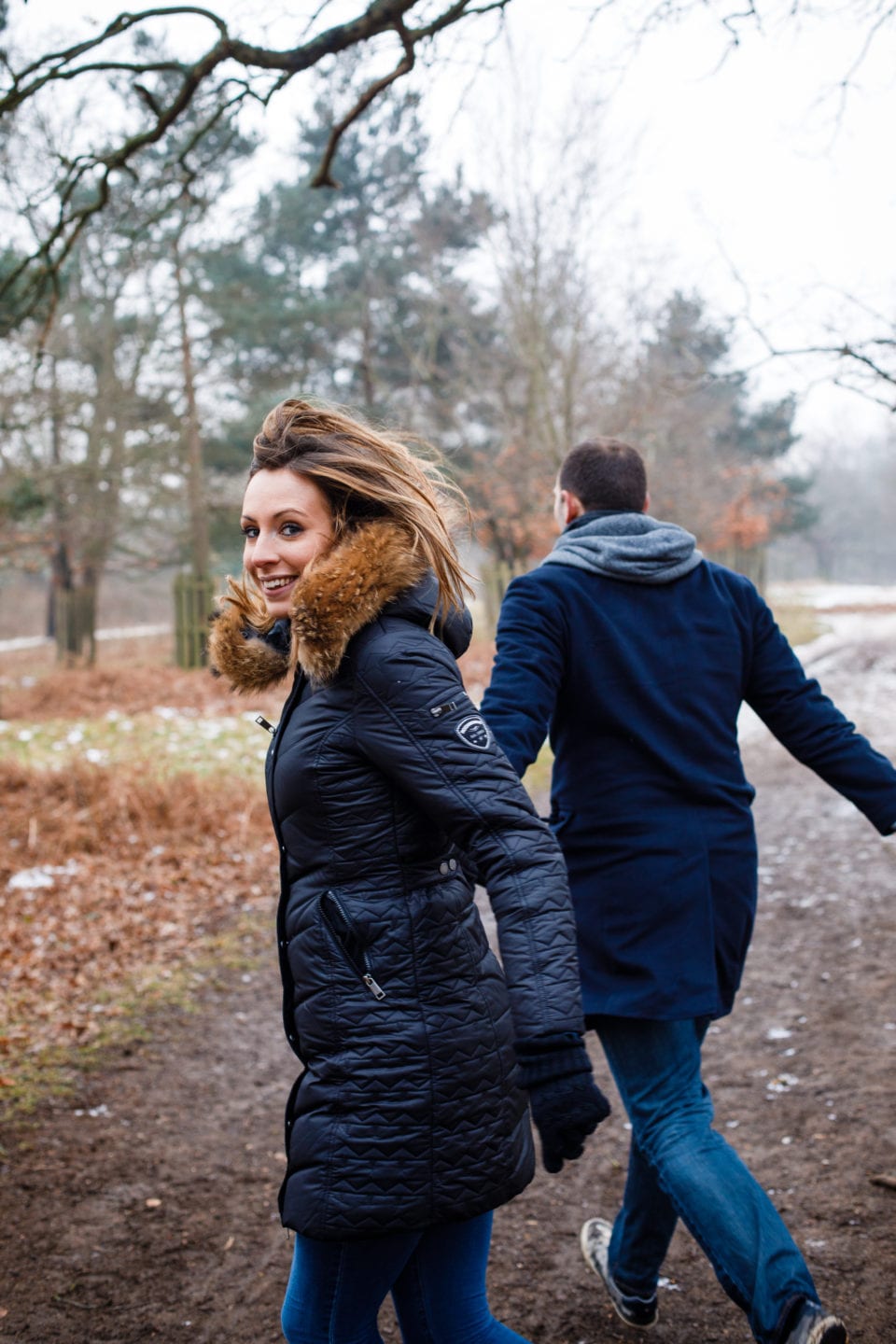 Emily & Ed running during the shoot in Richmond Park