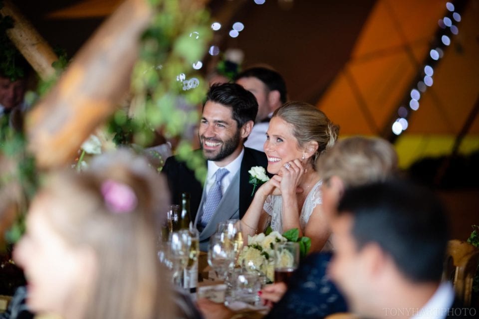 Bride & Groom pictured during the speeches