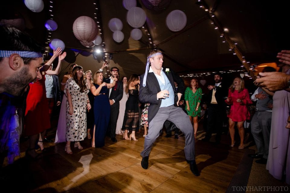 Groomsman on the tipi dancefloor