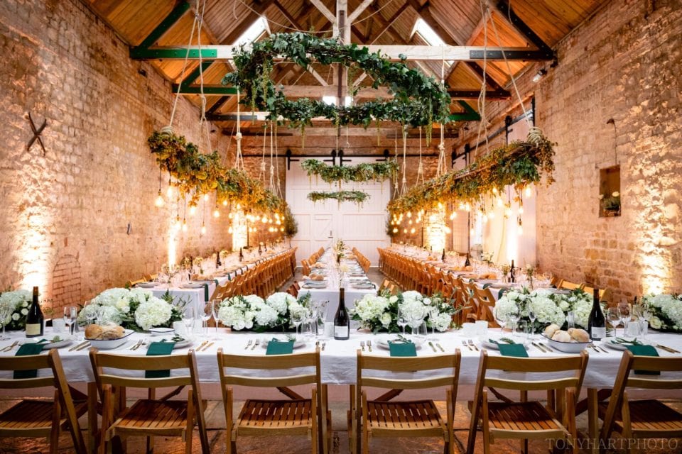 Longbourn Barn wedding venue dressed immaculately and awaiting Anna & Al's guests.