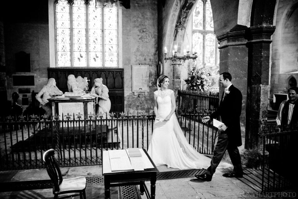 Crossing into the side chapel to sign the register