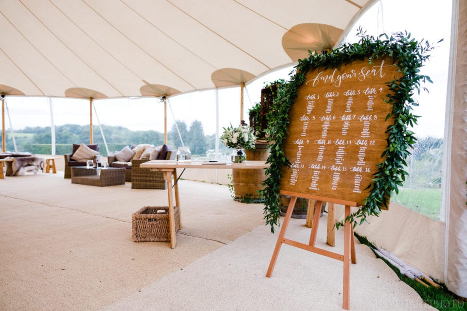 Wedding table plan at Buckhurst Park