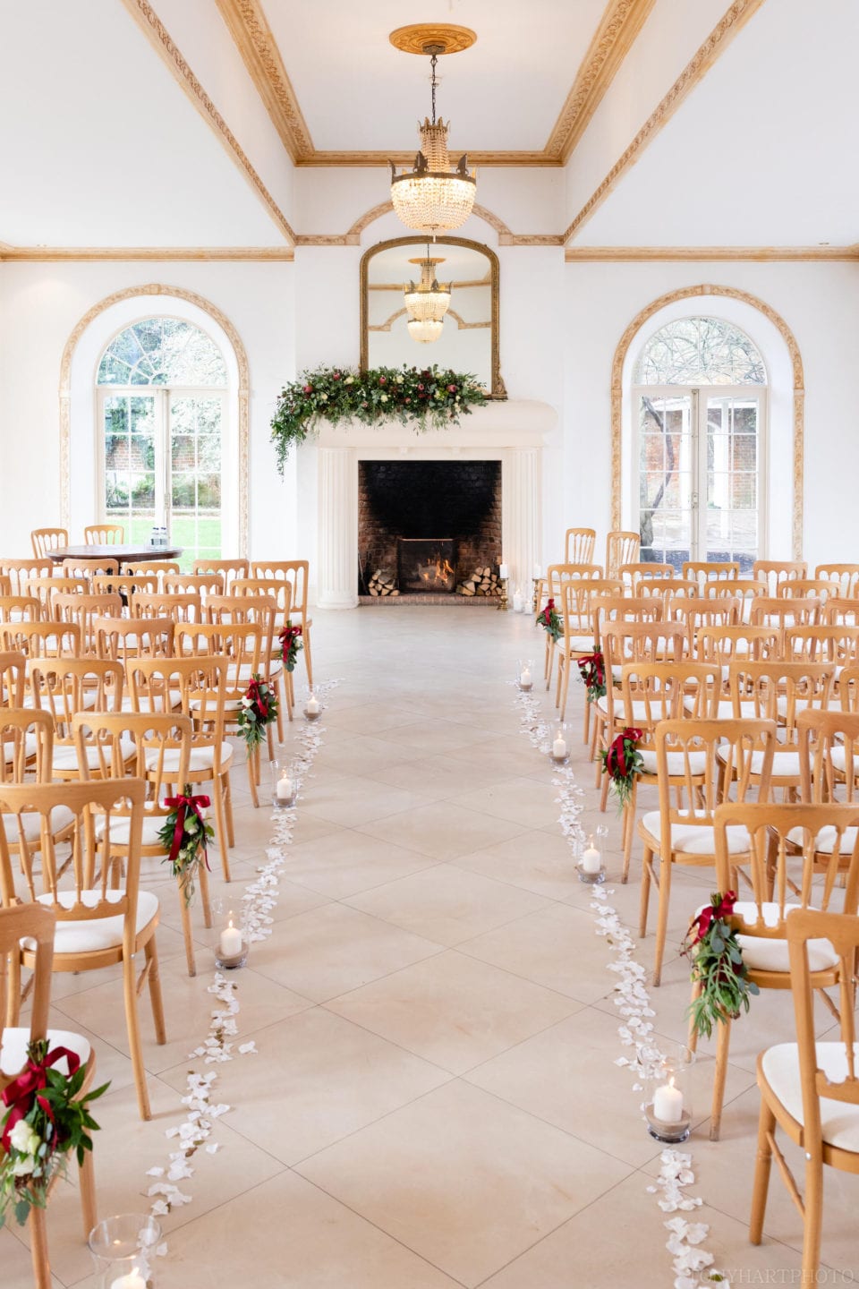 Northbrook Park Wedding Photography - The Vine Room set for a December wedding