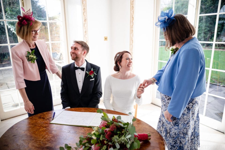 Northbrook Park Wedding Photography - The bride and groom with their witnesses