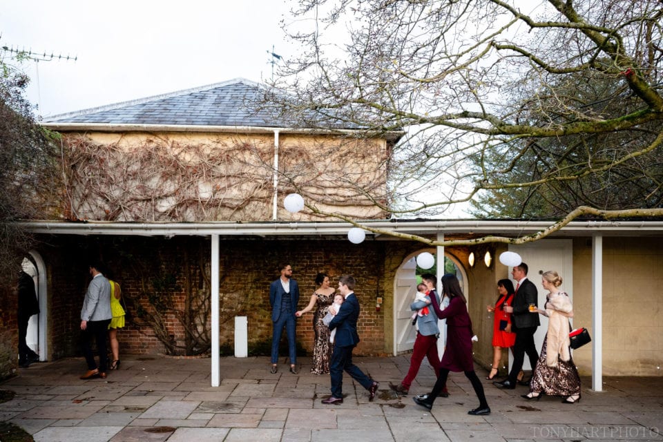 Guests cross to the Orangery at Northbrook Park