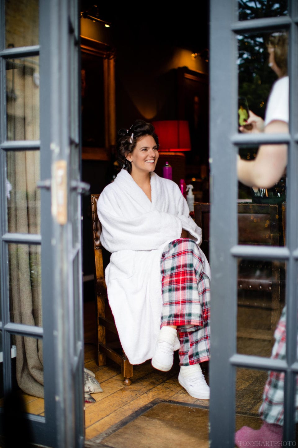 Bride Rosie getting her makeup done at The Wheatsheaf Inn