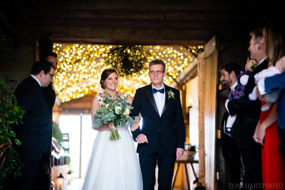 Bridal entrance at Cripps Stone Barn wedding