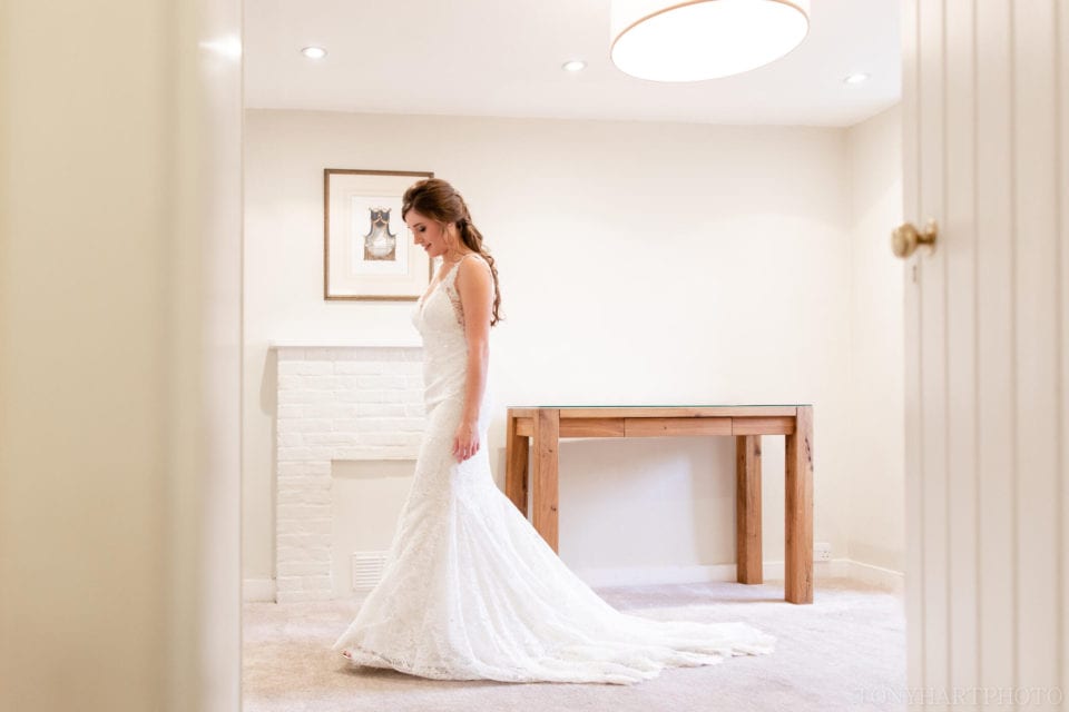 Farnham Castle Wedding - Lauren in her beautiful Caroline Castigliano dress