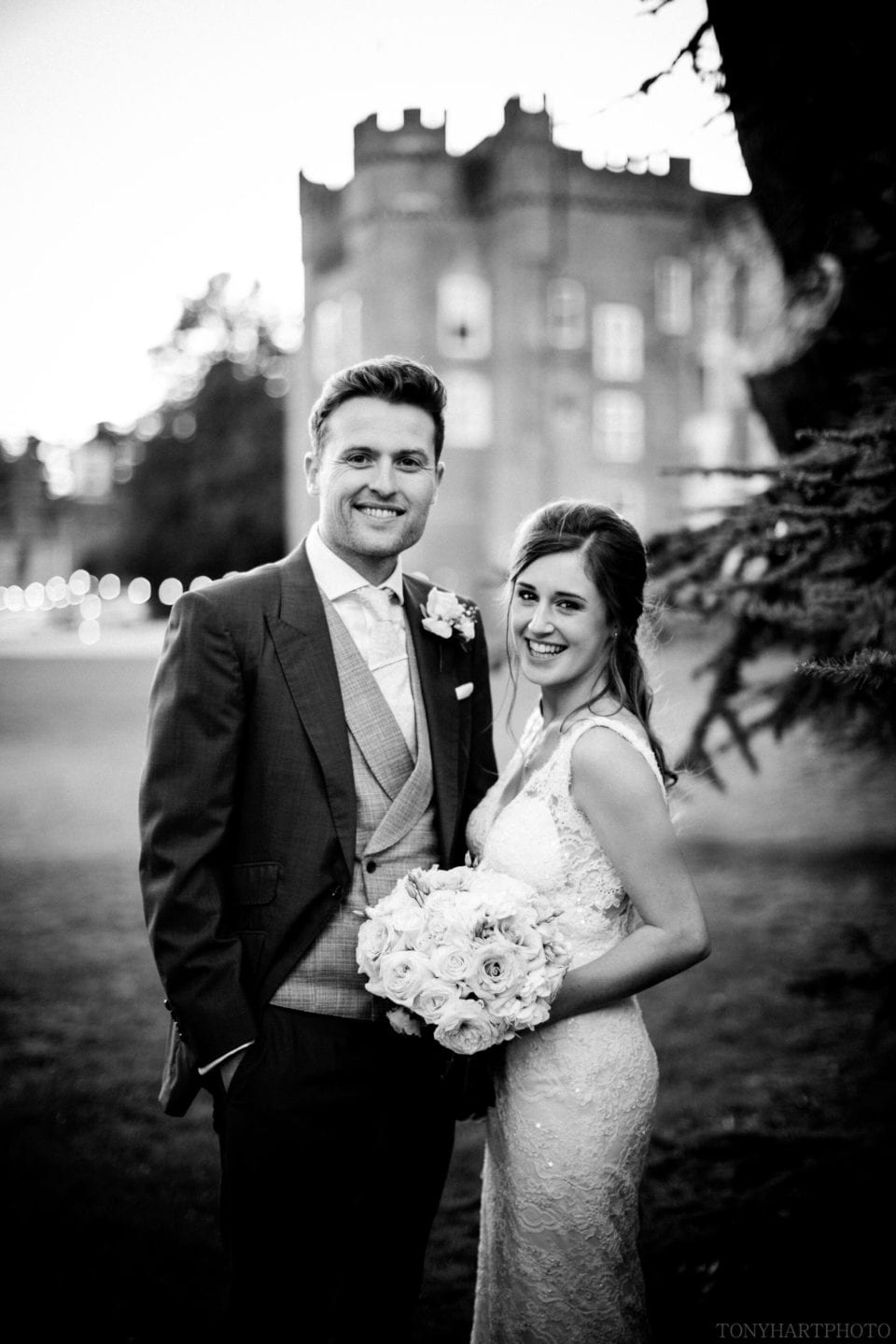 Lauren & Scott in front of Farnham Castle