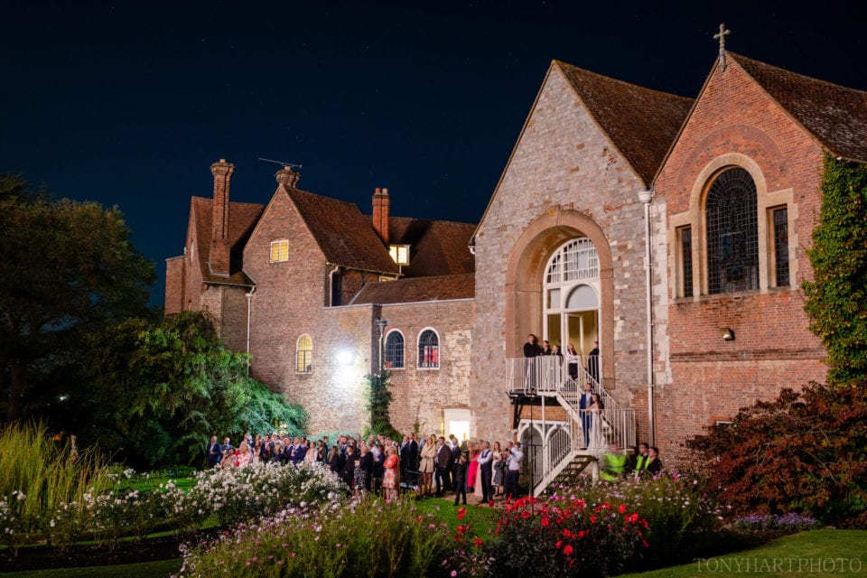 Guests watch the fireworks at Farnham Castle